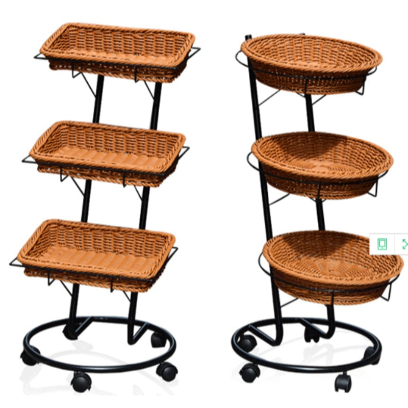 3-lagen Supermarket Display Basket met wielen