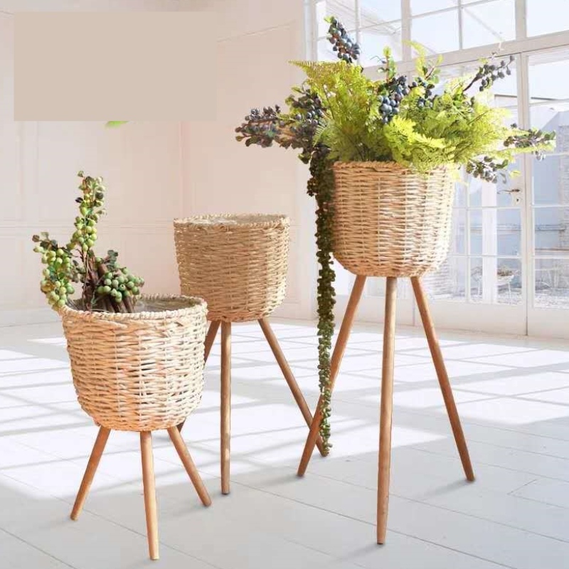 Set van 3 nieuwe design stro bloempot met frame