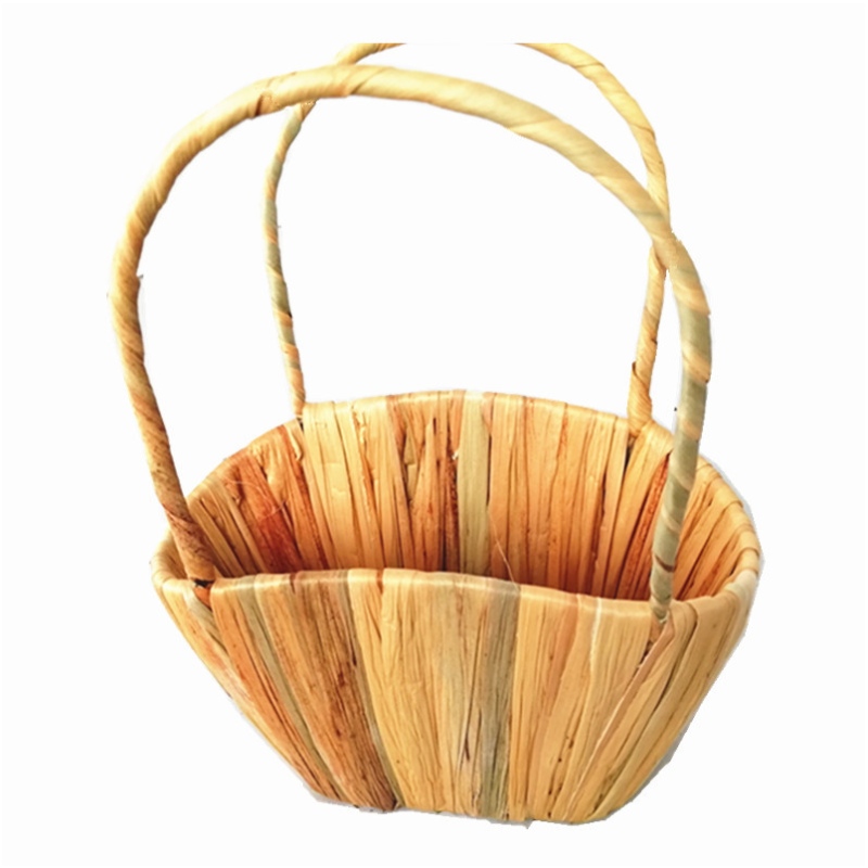Straw Floral Basket met handvat